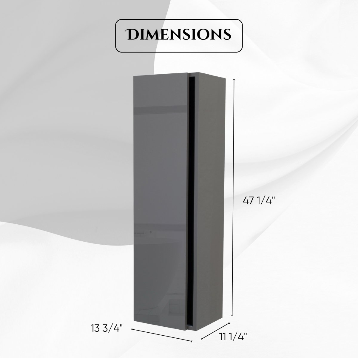 24 Inch High Gloss Anthracite Veneto Floating Bathroom Vanity