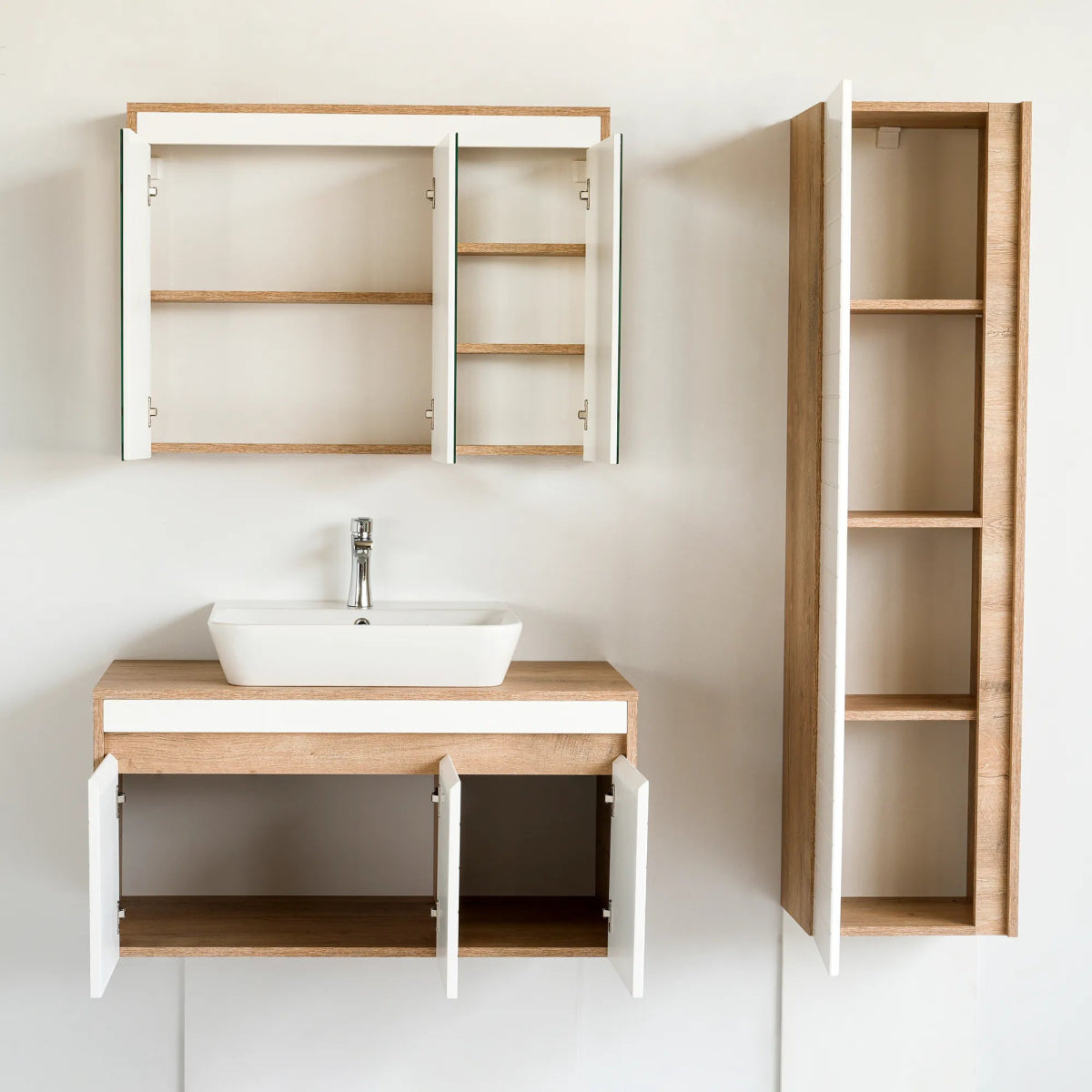 40 Inch Light Oak & White Hira Single Sink Bathroom Vanity