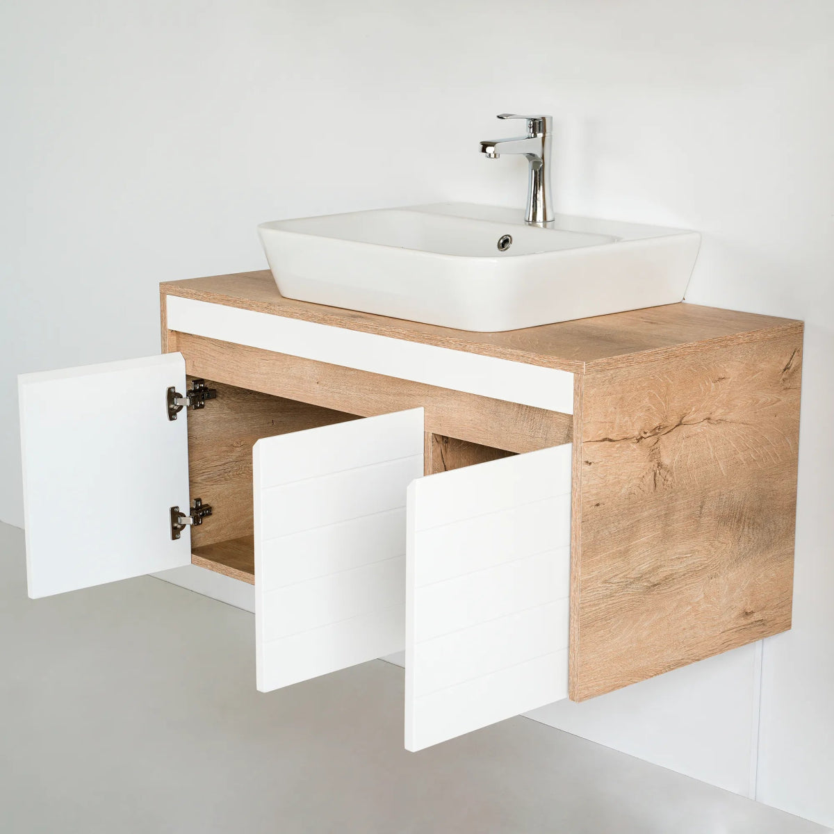 40 Inch Light Oak & White Hira Single Sink Bathroom Vanity