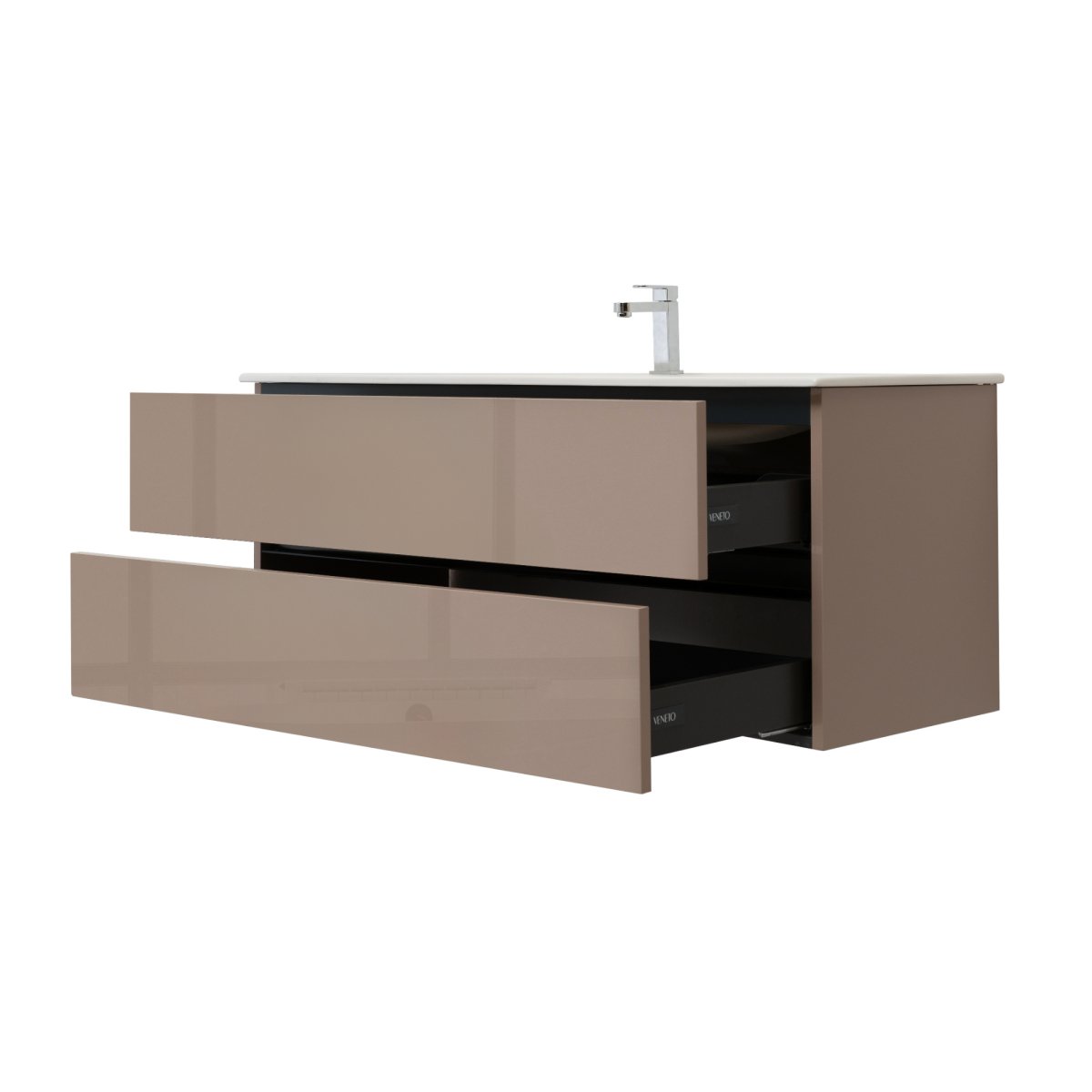 48 Inch High Gloss Capuccino Veneto Floating Bathroom Vanity