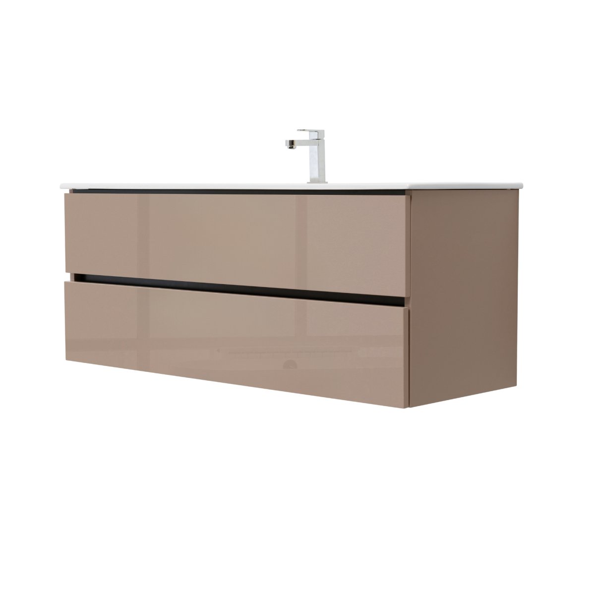 48 Inch High Gloss Capuccino Veneto Floating Bathroom Vanity