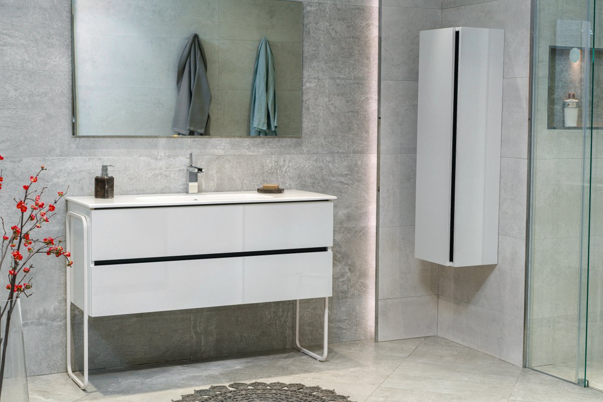 48 Inch High Gloss White Veneto Floating Bathroom Vanity - aksesuardesign