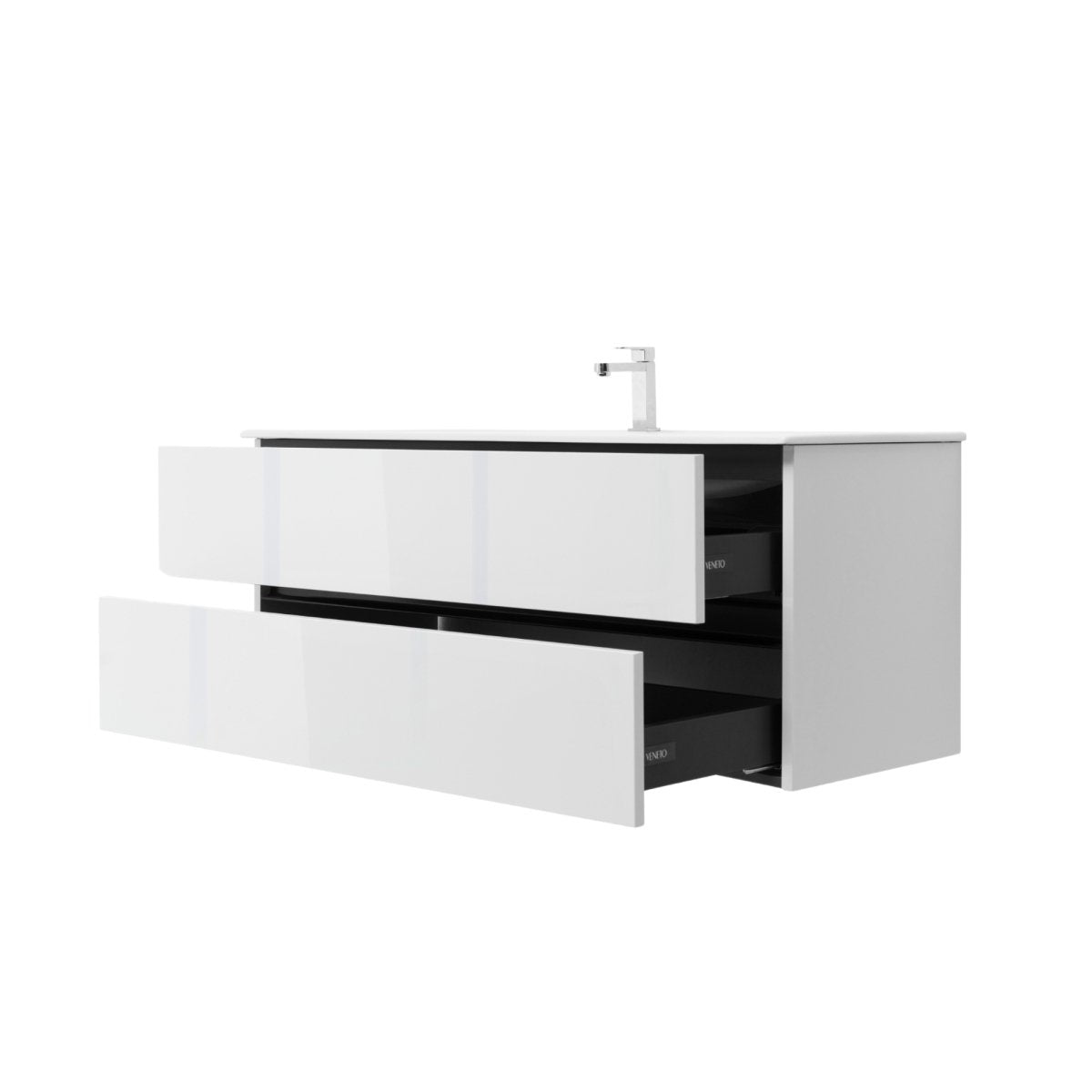 48 Inch High Gloss White Veneto Floating Bathroom Vanity - aksesuardesign