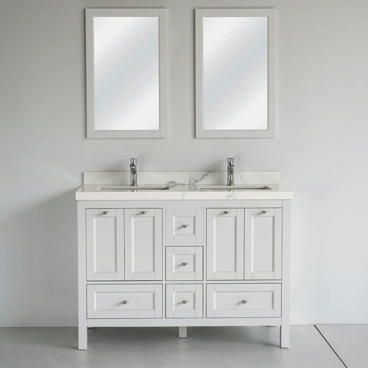 48 Inch White Selena Double Sink Bathroom Vanity - aksesuardesign