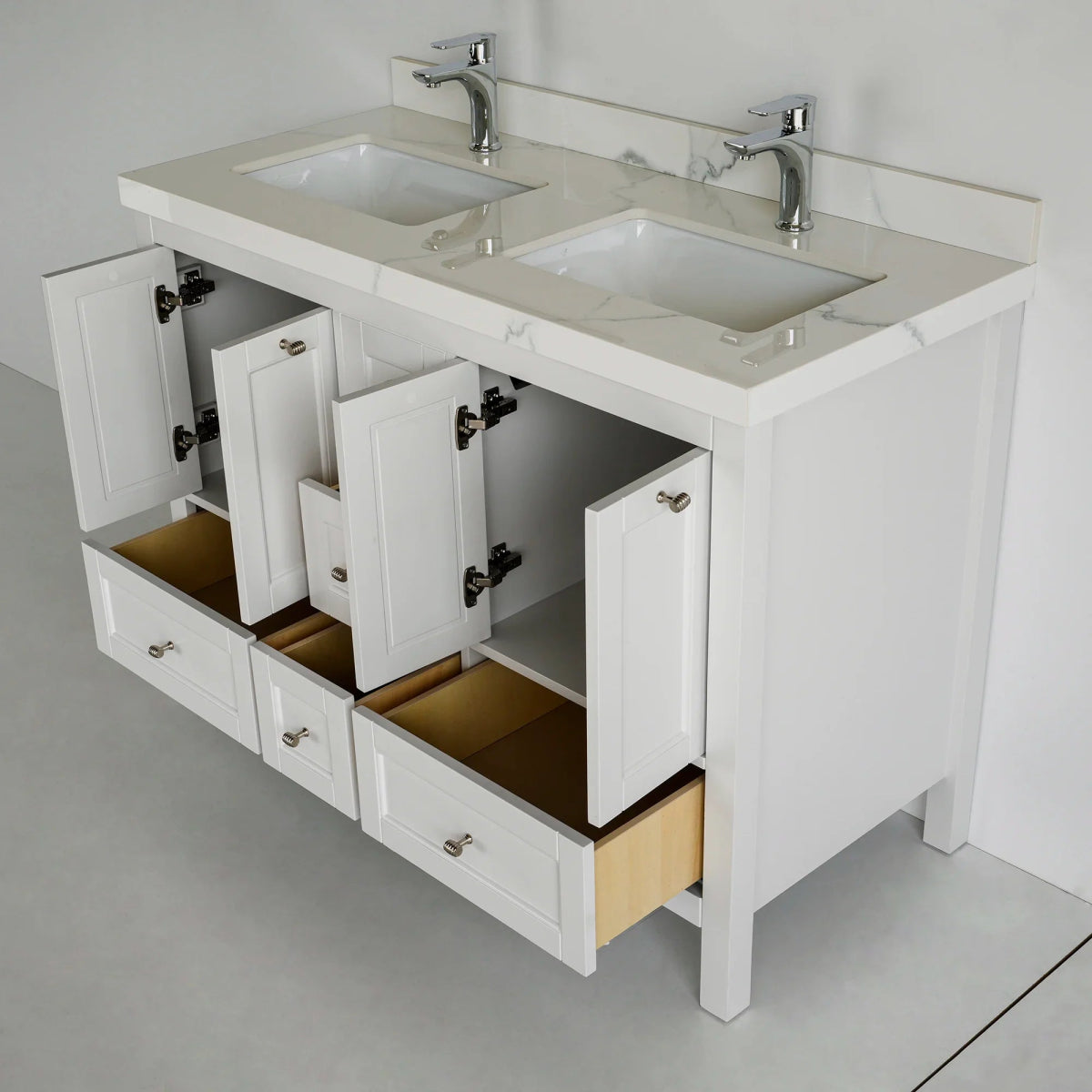 48 Inch White Selena Double Sink Bathroom Vanity - aksesuardesign