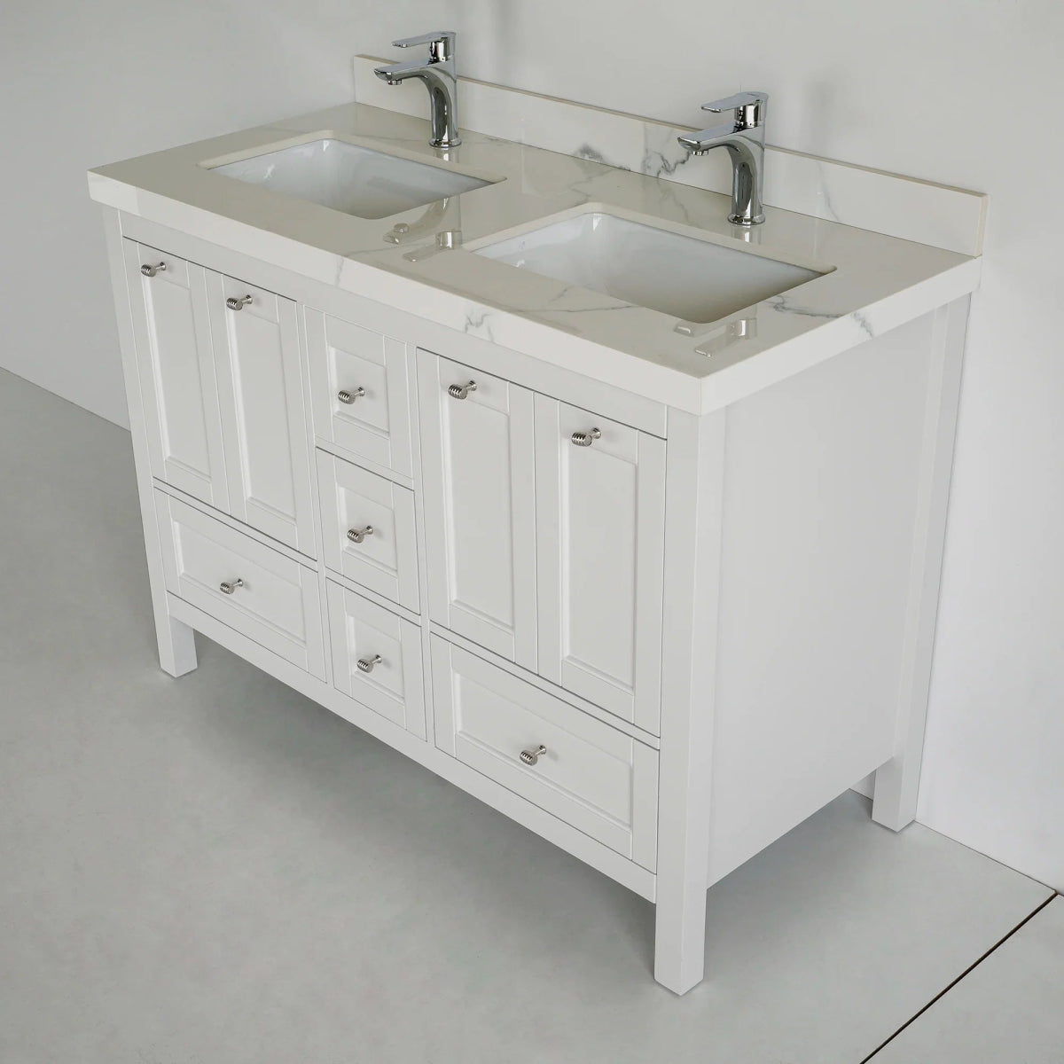 48 Inch White Selena Double Sink Bathroom Vanity - aksesuardesign