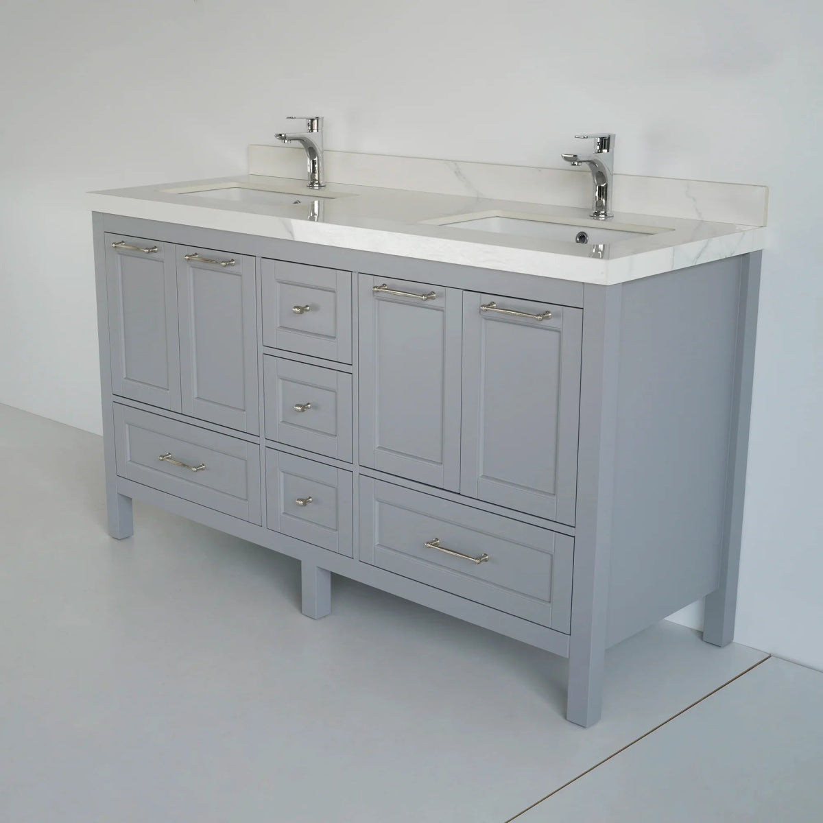 60 Inch Gray Selena Bathroom Vanity - aksesuardesign