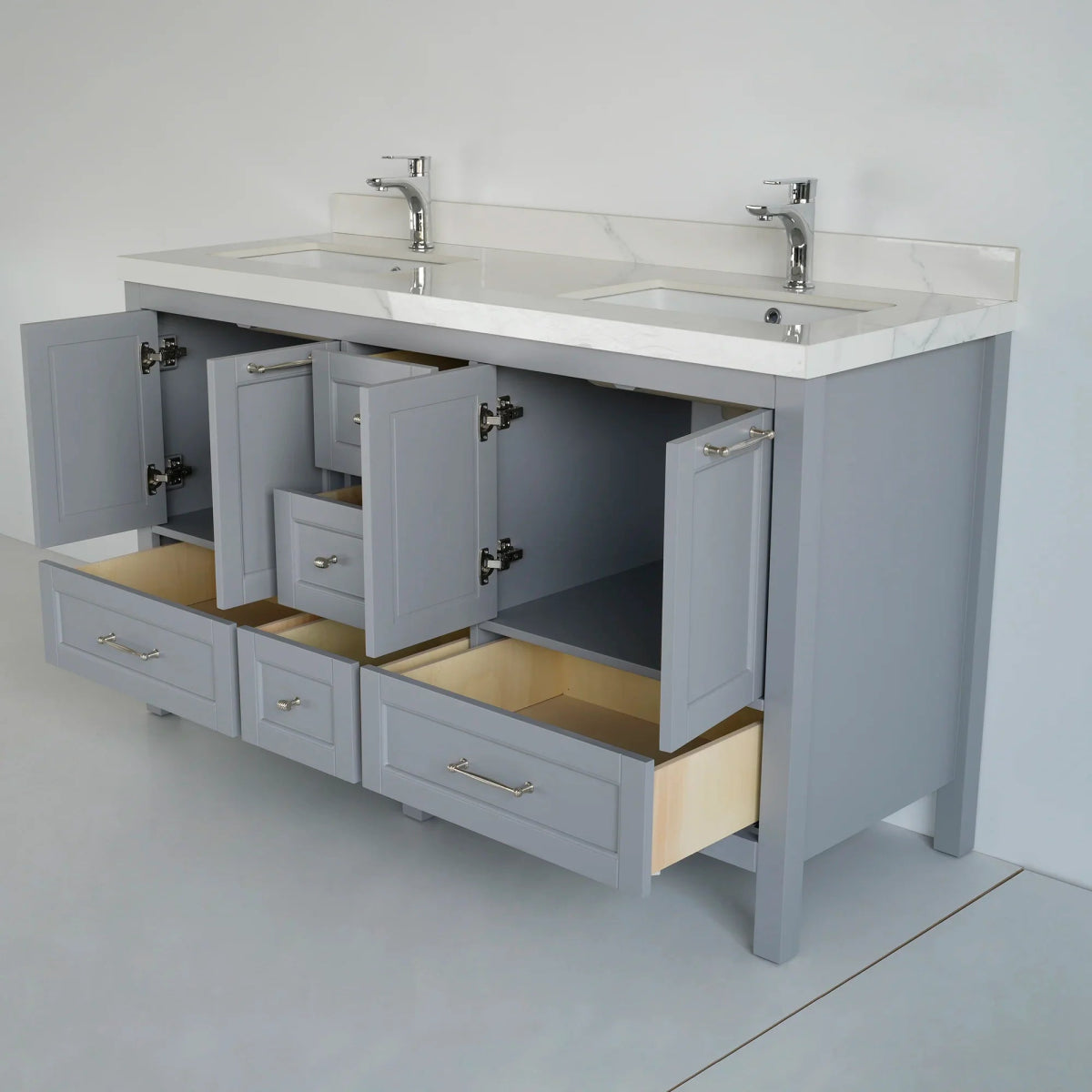 60 Inch Gray Selena Bathroom Vanity - aksesuardesign