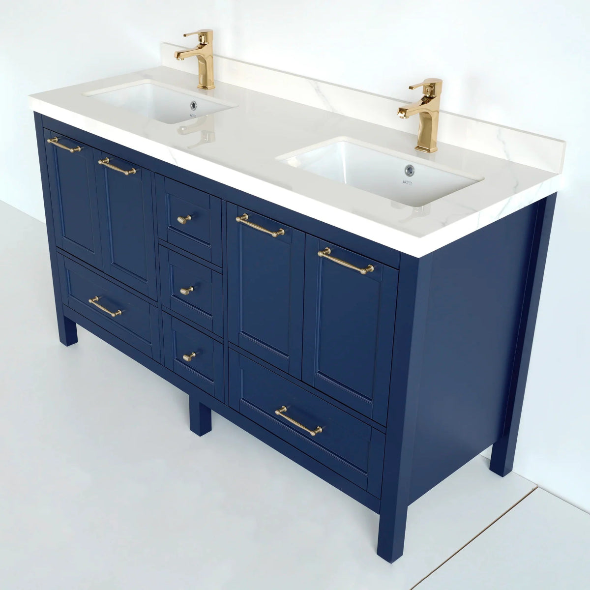 60 Inch Navy Blue Selena Bathroom Vanity - aksesuardesign
