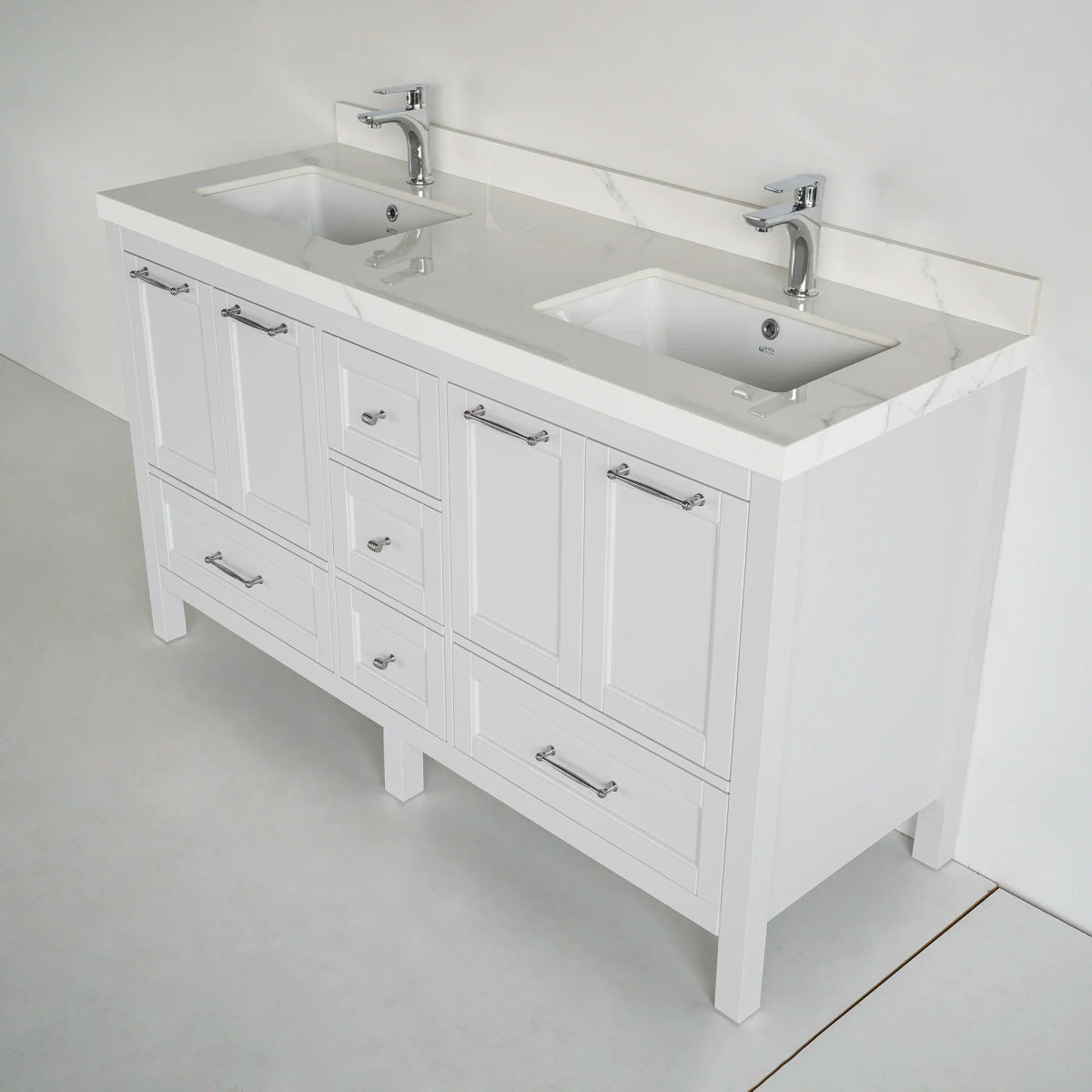60 Inch White Selena Bathroom Vanity - aksesuardesign