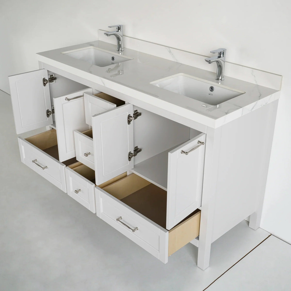 60 Inch White Selena Bathroom Vanity - aksesuardesign
