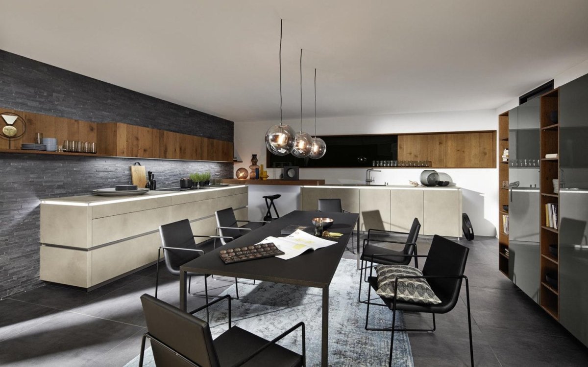 A handleless living room/kitchen space - aksesuardesign