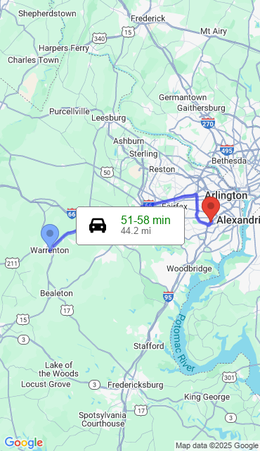 Route from Warrenton VA, 20187 to Our Store