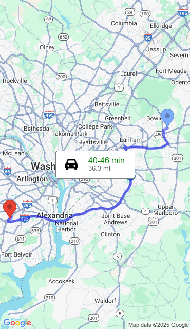 Route from Bowie MD, 20715 to Our Store