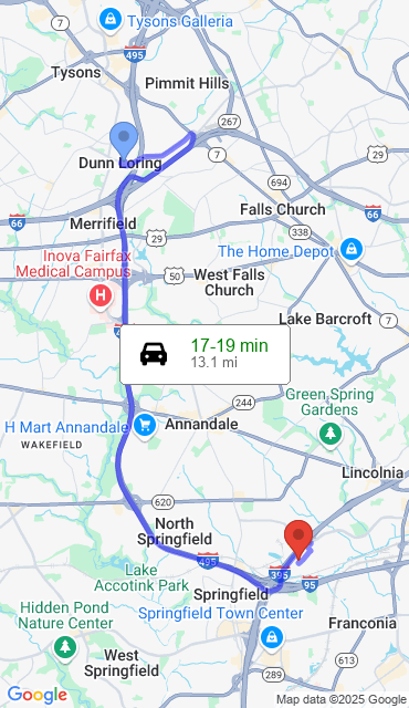 Route from Dunn Loring VA, 22027 to Our Store