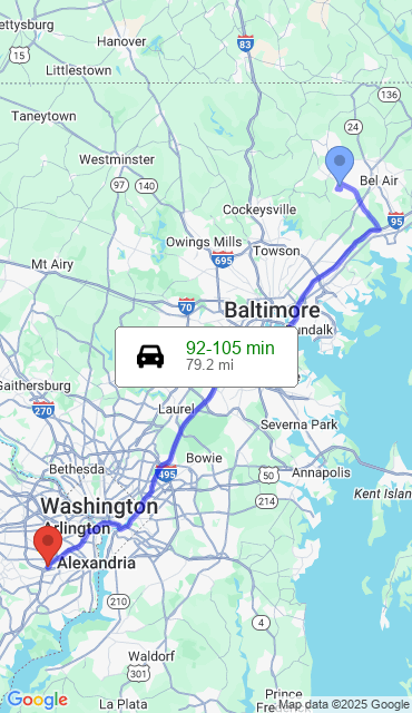 Route from Fallston MD, 21047 to Our Store