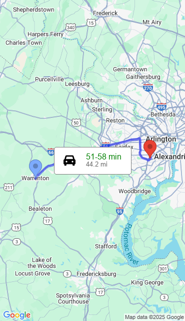 Route from Warrenton VA, 20187 to Our Store