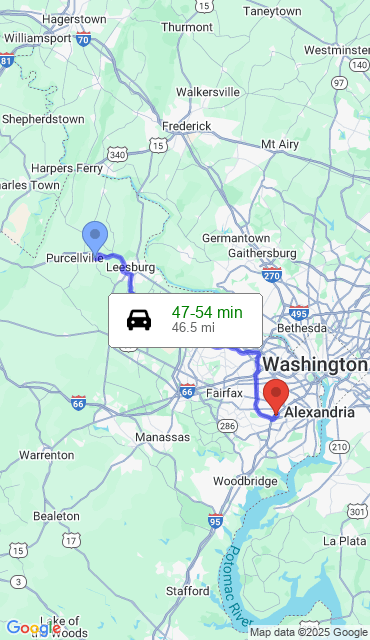 Route from Hamilton VA, 20158 to Our Store