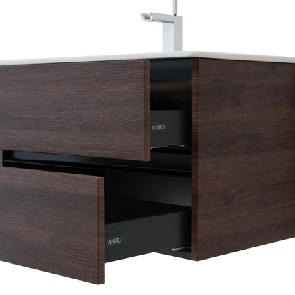 24 Inch Dark Oak Veneto Floating Bathroom Vanity