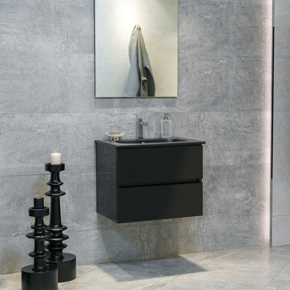 24 Inch High Gloss Black Veneto Floating Bathroom Vanity - aksesuardesign