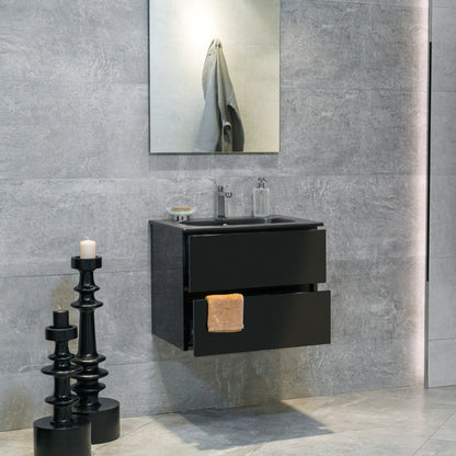 24 Inch High Gloss Black Veneto Floating Bathroom Vanity - aksesuardesign