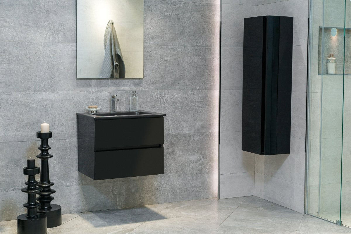 24 Inch High Gloss Black Veneto Floating Bathroom Vanity - aksesuardesign