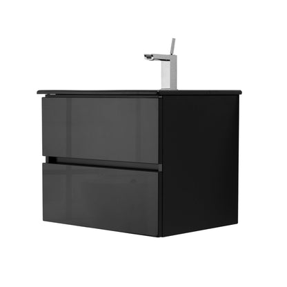 24 Inch High Gloss Black Veneto Floating Bathroom Vanity - aksesuardesign