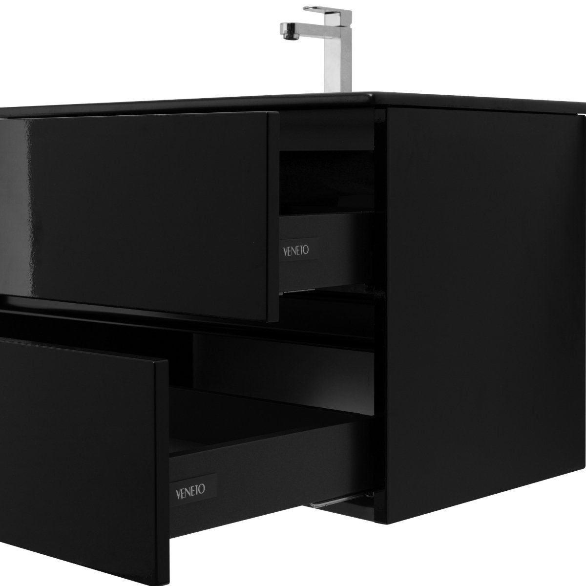 24 Inch High Gloss Black Veneto Floating Bathroom Vanity - aksesuardesign