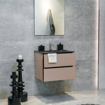 24 Inch High Gloss Capuccino Veneto Floating Bathroom Vanity