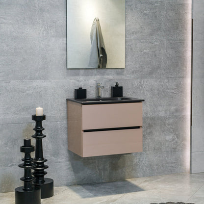 24 Inch High Gloss Capuccino Veneto Floating Bathroom Vanity