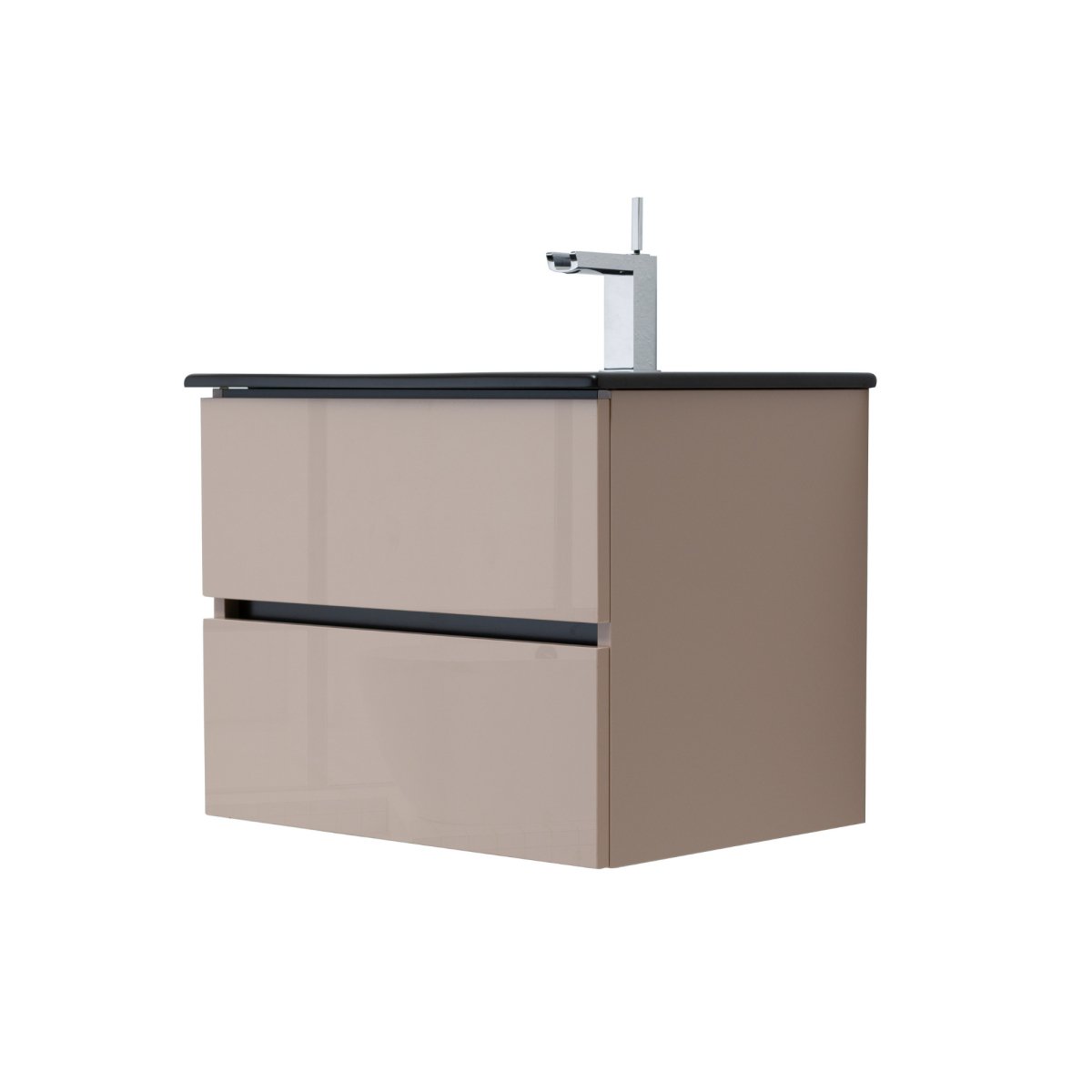 24 Inch High Gloss Capuccino Veneto Floating Bathroom Vanity