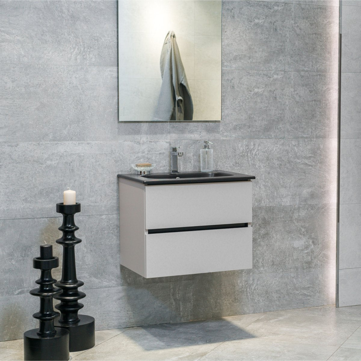 24 Inch Matte Cashmere Veneto Floating Bathroom Vanity