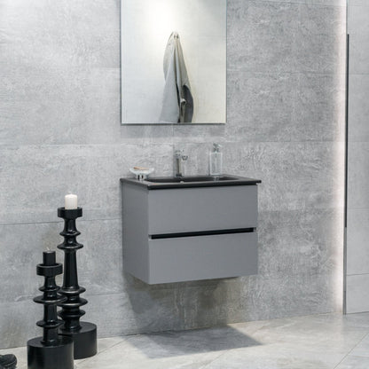 24 Inch Matte Dust Gray Veneto Floating Bathroom Vanity - aksesuardesign