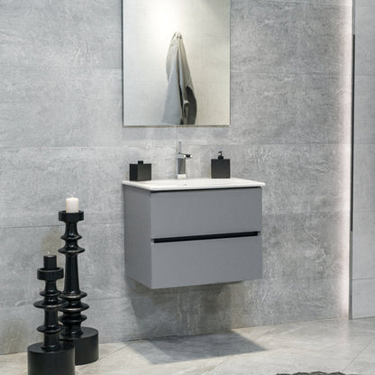 24 Inch Matte Dust Gray Veneto Floating Bathroom Vanity - aksesuardesign