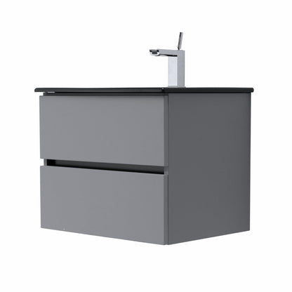 24 Inch Matte Dust Gray Veneto Floating Bathroom Vanity - aksesuardesign