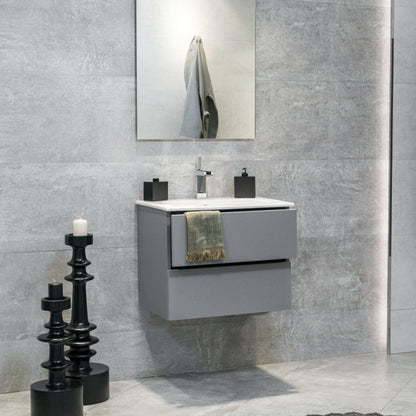 24 Inch Matte Dust Gray Veneto Floating Bathroom Vanity - aksesuardesign