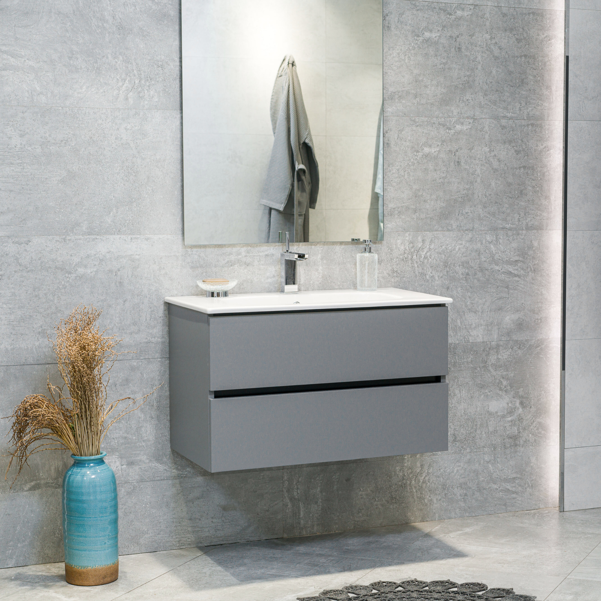 32 Inch Matte Dust Gray Veneto Floating Bathroom Vanity