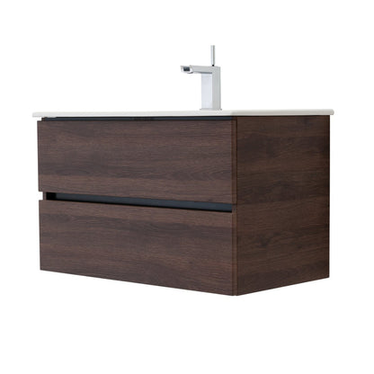 32 Inch Dark Oak Veneto Floating Bathroom Vanity