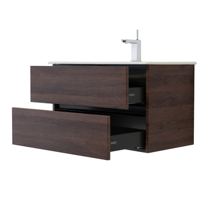 32 Inch Dark Oak Veneto Floating Bathroom Vanity