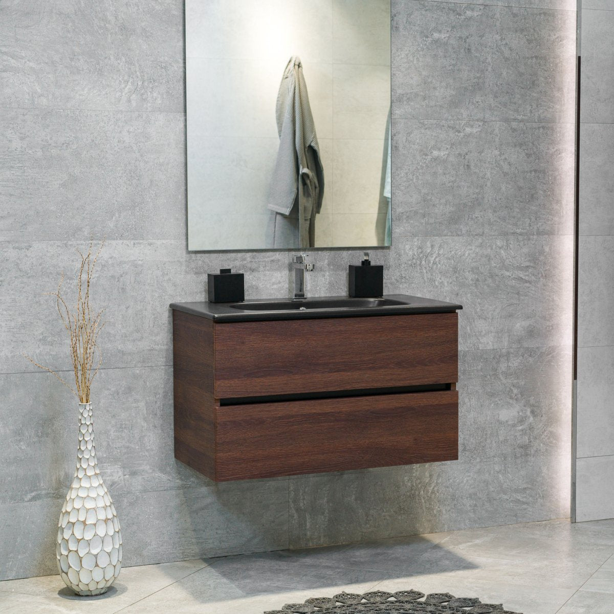 32 Inch Dark Oak Veneto Floating Bathroom Vanity