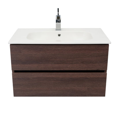 32 Inch Dark Oak Veneto Floating Bathroom Vanity