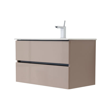 32 Inch High Gloss Capuccino Veneto Floating Bathroom Vanity - aksesuardesign