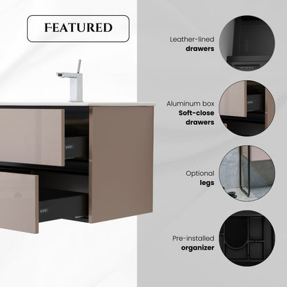 32 Inch High Gloss Capuccino Veneto Floating Bathroom Vanity - aksesuardesign