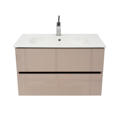 32 Inch High Gloss Capuccino Veneto Floating Bathroom Vanity - aksesuardesign