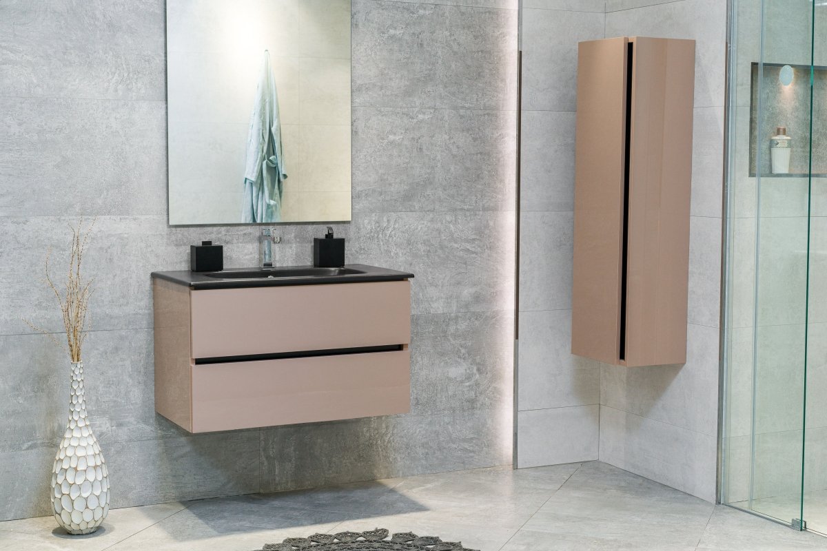 32 Inch High Gloss Capuccino Veneto Floating Bathroom Vanity - aksesuardesign