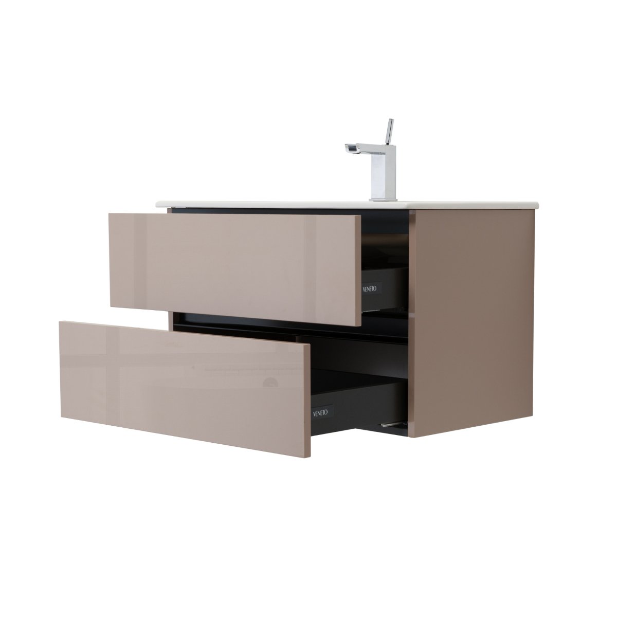 32 Inch High Gloss Capuccino Veneto Floating Bathroom Vanity - aksesuardesign