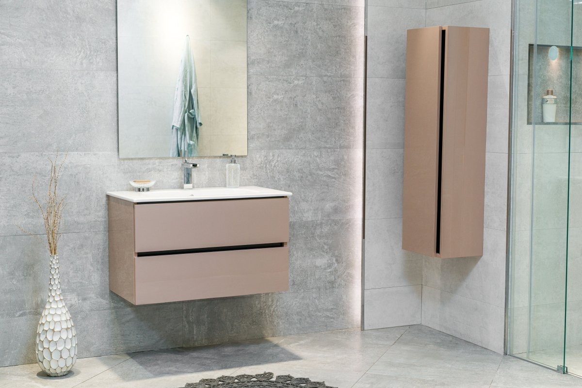 32 Inch High Gloss Capuccino Veneto Floating Bathroom Vanity - aksesuardesign