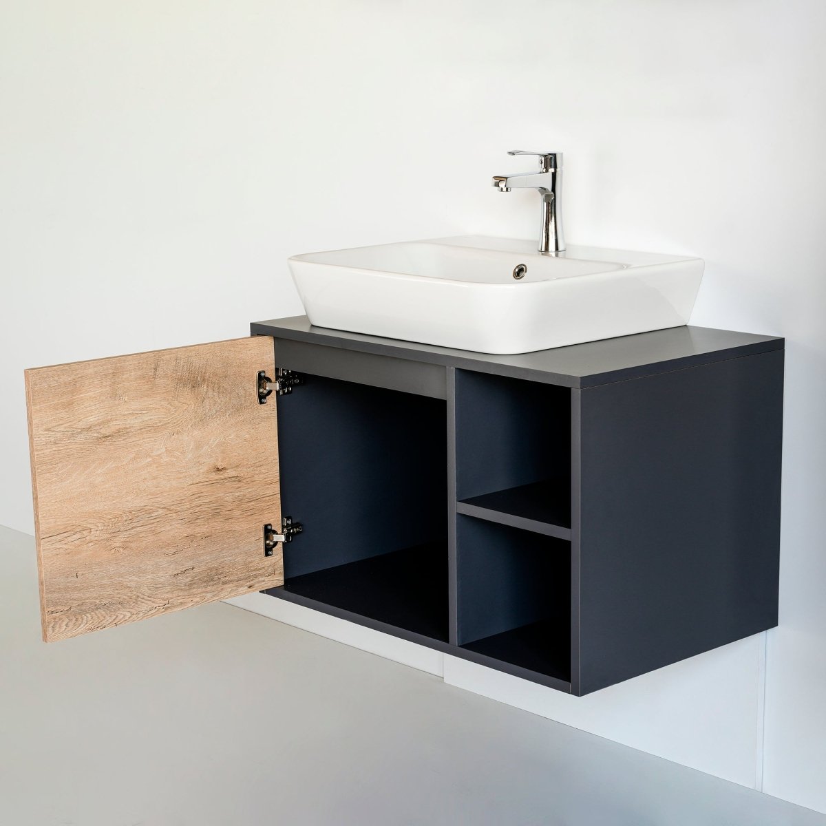 32 Inch Latte Floating Bathroom Vanity with Vessel Sink