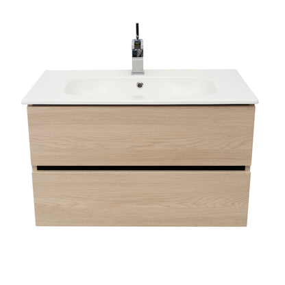 32 Inch Light Oak Veneto Floating Bathroom Vanity