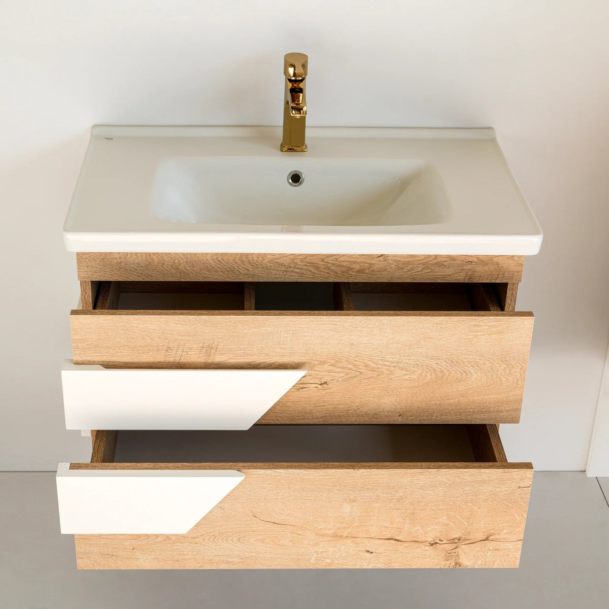 32 Inch Light Oak & White Oscar Floating Single Sink Bathroom Vanity